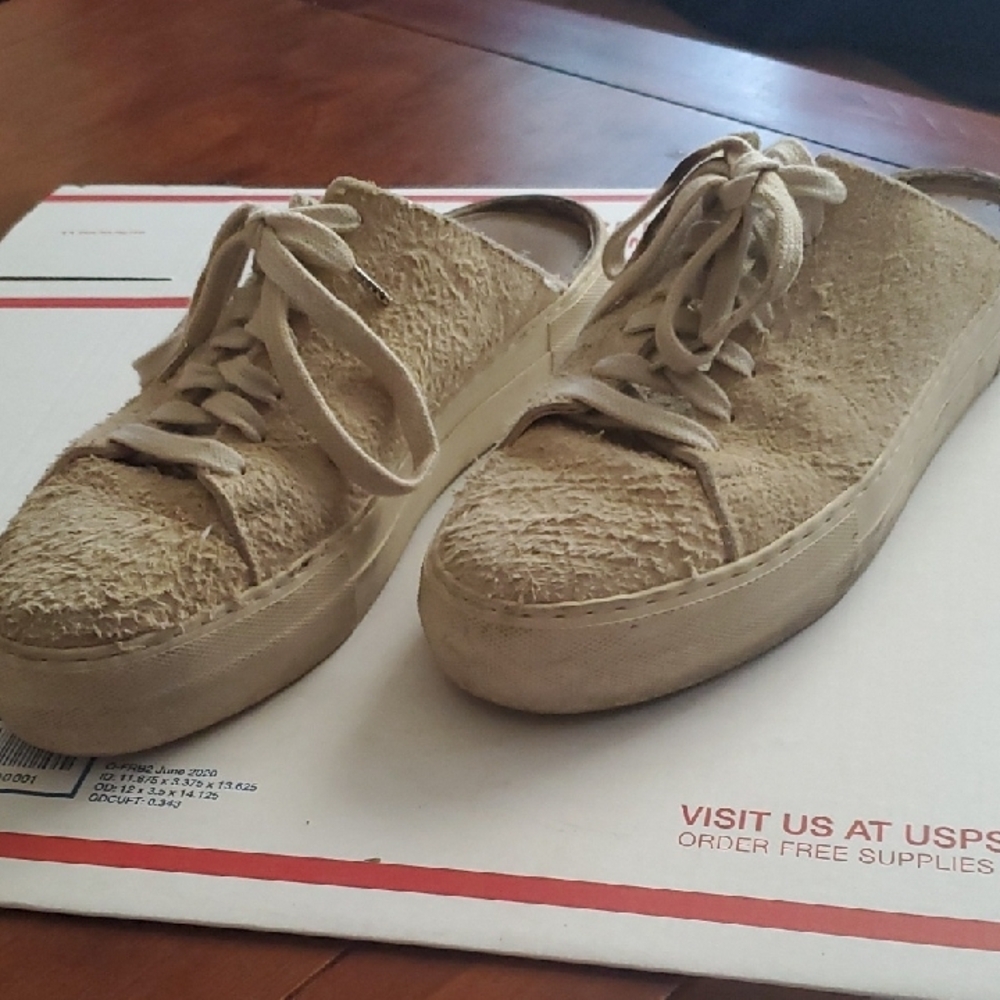 Helmut Lang Beige Textured Slip-On Sneakers